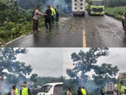 Gerak cepat Sat lantas Polres Labusel Mengurai Kemacetan Akibat Laka Tunggal Di Jalinsum Sisumut