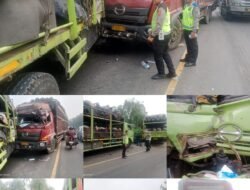 Tabrakan Beruntun Tiga Truk di Jalinsum Asam Jawa, Sat Lantas Polres Labusel Gerak Cepat Pastikan Arus Lalin Terkendali